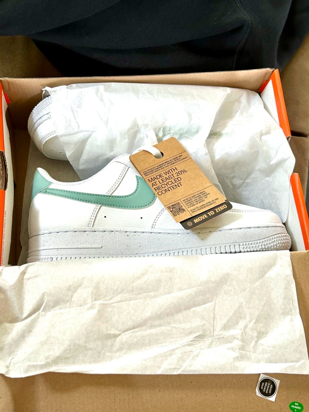Nike Air Force 1 White Sneakers with Mint Green Swoosh